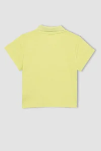 DeFacto Slim Fit Narrow Cut Polo Neck Basic Plain Ribbed Camisole Short Sleeve T-Shirt Girl Child - Image 7