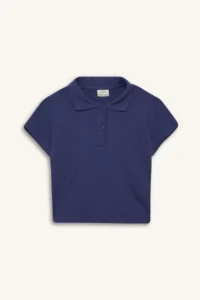 DeFacto Slim Fit Narrow Cut Polo Neck Basic Plain Ribbed Camisole Short Sleeve T-Shirt Girl Child - Image 7