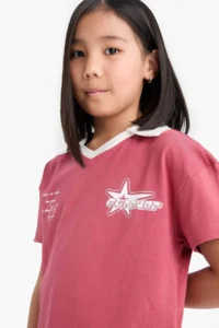 DeFacto Boxy Fit Polo Neck Printed Short Sleeve T-Shirt Girl Child