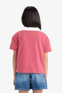 DeFacto Boxy Fit Polo Neck Printed Short Sleeve T-Shirt Girl Child - Image 6
