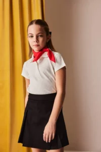 DeFacto Slim Fit Narrow Cut Polo Neck Basic Plain Ribbed Camisole Short Sleeve T-Shirt Girl Child