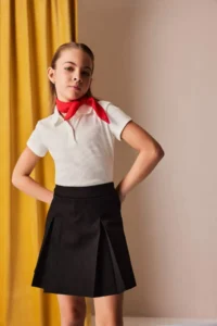 DeFacto Slim Fit Narrow Cut Polo Neck Basic Plain Ribbed Camisole Short Sleeve T-Shirt Girl Child - Image 3