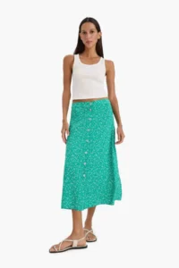 DeFacto A Form Floral Normal Waist Midi Skirt - Image 2