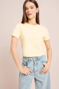 DeFacto Fitted Crew Neck Basic Plain Short Sleeve T-Shirt