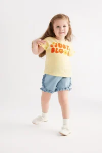 DeFacto Baby Girl Crew Neck Slogan Printed Short Sleeve T-Shirt Z9227a223sm - Image 2