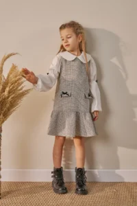 Minipodyum Girls' Dress Baby Collar Shirt Holiday Dress - Image 2