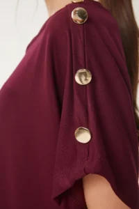Happiness İstanbul Women's Burgundy Button Detailed Summer Knitted Dress - Image 5