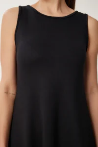 Happiness İstanbul Women's Black Asymmetric Cut Summer Knitted Dress - Image 6