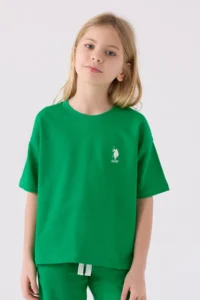 US Polo Assn. U.s. Polo Shirt Assn Girls' Green Bermuda Set - Image 2