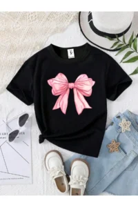 twins tailors Ribbon and Bow Printed 3-Pack Black-Grey-White Girls' T-Shirt - Image 2