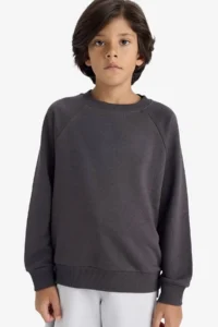 DeFacto Crew Neck Basic Plain School Sweatshirt Boy