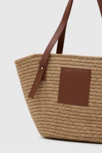 Shule Bags Vittoria Handmade Straw Bag Mink - Image 8