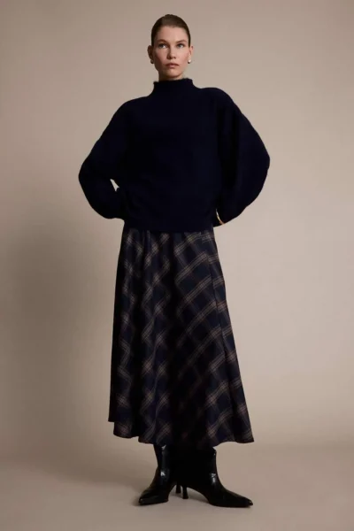 DeFacto A Cut Checkered Normal Waist Midi Skirt