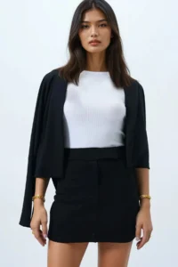 Trend Alaçatı Stili Women's Black Velcro Waist Mini Skirt ALC-X11517-1