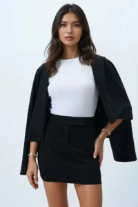 Trend Alaçatı Stili Women's Black Velcro Waist Mini Skirt ALC-X11517-1 - Image 2