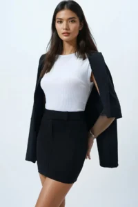 Trend Alaçatı Stili Women's Black Velcro Waist Mini Skirt ALC-X11517-1 - Image 3