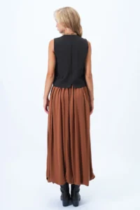 Trend Alaçatı Stili Women's Brown Double Pocket Lined Maxi Length Bubble Skirt Alc-X14348 - Image 7