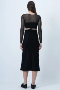 Trend Alaçatı Stili Women's Black Hidden Zipper Stitching Detailed Faux Suede Maxi Length Skirt Alc-X14407 - Image 6