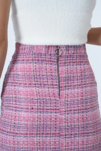 Trend Alaçatı Stili WOMEN'S PINK HIDDEN ZIPPER TWEED MINI SKIRT ALC-X14513 - Image 5