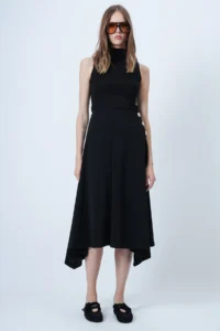 Trend Alaçatı Stili Women's Black Gold Button Detailed Midi Length Skirt Alc-X14639 - Image 4