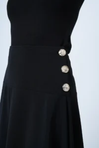 Trend Alaçatı Stili Women's Black Gold Button Detailed Midi Length Skirt Alc-X14639 - Image 6