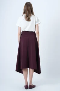 Trend Alaçatı Stili Women's Burgundy Gold Button Detailed Midi Length Skirt ALC-X14639 - Image 6
