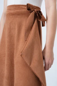 Trend Alaçatı Stili Women's Cinnamon Asymmetrical Cut Waist Tie Detailed Skirt Alc-X14690 - Image 6