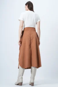 Trend Alaçatı Stili Women's Cinnamon Asymmetrical Cut Waist Tie Detailed Skirt Alc-X14690 - Image 7