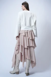 Trend Alaçatı Stili Women's Stone Layered Flounce Maxi Length Woven Skirt ALC-X14749 - Image 7