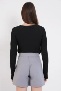Trend Alaçatı Stili Women Gray Button Detailed Bowl Shorts Skirt Alc-X14779 - Image 6