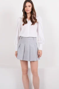 Trend Alaçatı Stili Women's Gray Pleated Lined Mini Skirt ALC-X14800 - Image 2