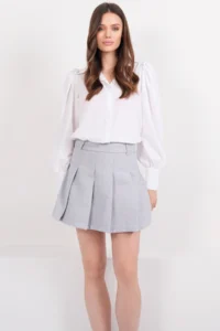 Trend Alaçatı Stili Women's Gray Pleated Lined Mini Skirt ALC-X14800 - Image 3