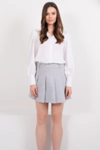 Trend Alaçatı Stili Women's Gray Pleated Lined Mini Skirt ALC-X14800 - Image 4