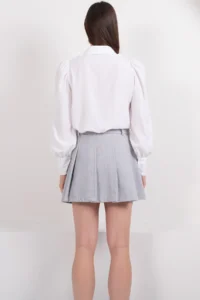 Trend Alaçatı Stili Women's Gray Pleated Lined Mini Skirt ALC-X14800 - Image 6