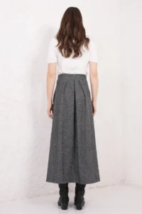 Trend Alaçatı Stili Women's Black Herringbone Pattern Pleat Detailed Stitch Skirt ALC-X14816 - Image 6