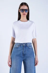 Trend Alaçatı Stili Women's White Crew Neck Basic Crop T-Shirt ALC-X15102