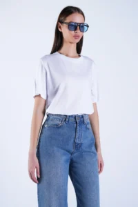 Trend Alaçatı Stili Women's White Crew Neck Basic Crop T-Shirt ALC-X15102 - Image 3