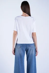 Trend Alaçatı Stili Women's White Crew Neck Basic Crop T-Shirt ALC-X15102 - Image 6