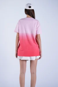 Trend Alaçatı Stili Women's Pink Crew Neck Embossed Printed Gradient T-Shirt ALC-X15103 - Image 7