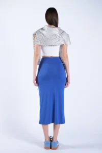 Trend Alaçatı Stili Women's Indigo Blue Belt Metal Stud Detailed Pencil Skirt ALC-X15124 - Image 6