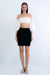 Trend Alaçatı Stili Women's Black Self-Patterned Mini Skirt with Elastic Waist ALC-X15166 - Image 4