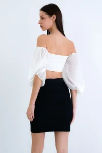 Trend Alaçatı Stili Women's Black Self-Patterned Mini Skirt with Elastic Waist ALC-X15166 - Image 6
