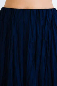 Trend Alaçatı Stili Women's Navy Blue Soft Crush Textured Midi Length Skirt ALC-X15225 - Image 5
