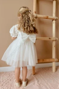 penu baby kids White Scallop Detailed Tulle Skirt Short Sleeve Baby Girl Dress - Image 4