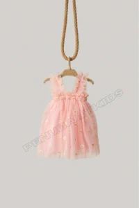 penu baby kids Pink Colored Embroidery Daisy Embroidered Strappy Baby Girl & Girl's Dress - Elisa - Image 6