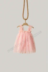 penu baby kids Pink Colored Embroidery Daisy Embroidered Strappy Baby Girl & Girl's Dress - Elisa - Image 7