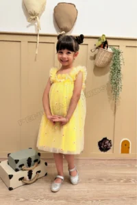 penu baby kids Yellow Embroidery Daisy Embroidered Strappy Baby Girl & Girl's Dress - Margarita - Image 5