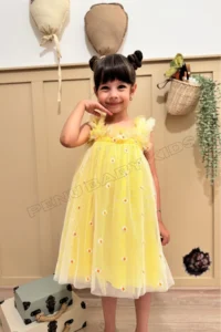 penu baby kids Yellow Embroidery Daisy Embroidered Strappy Baby Girl & Girl's Dress - Margarita - Image 7