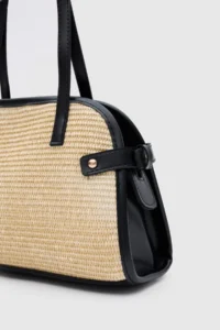 Shule Bags Vosges Wicker Shoulder Bag Black - Image 4