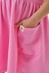 Minipodyum Girls Summer Waffle with Pockets Casual Dress - Image 5